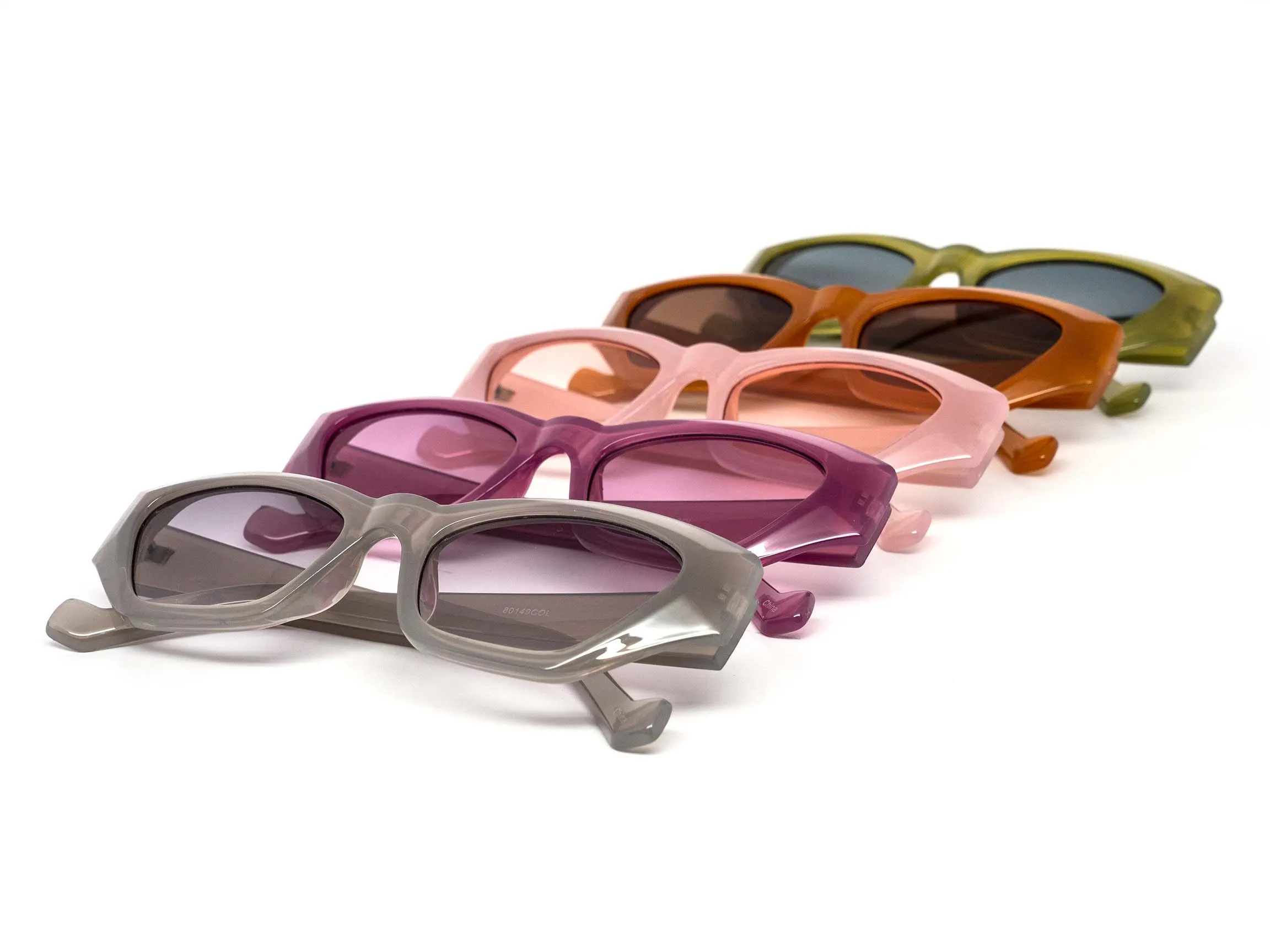12 Pack: Chunky Tomboy Minimalist Color Gradient Wholesale Sunglasses