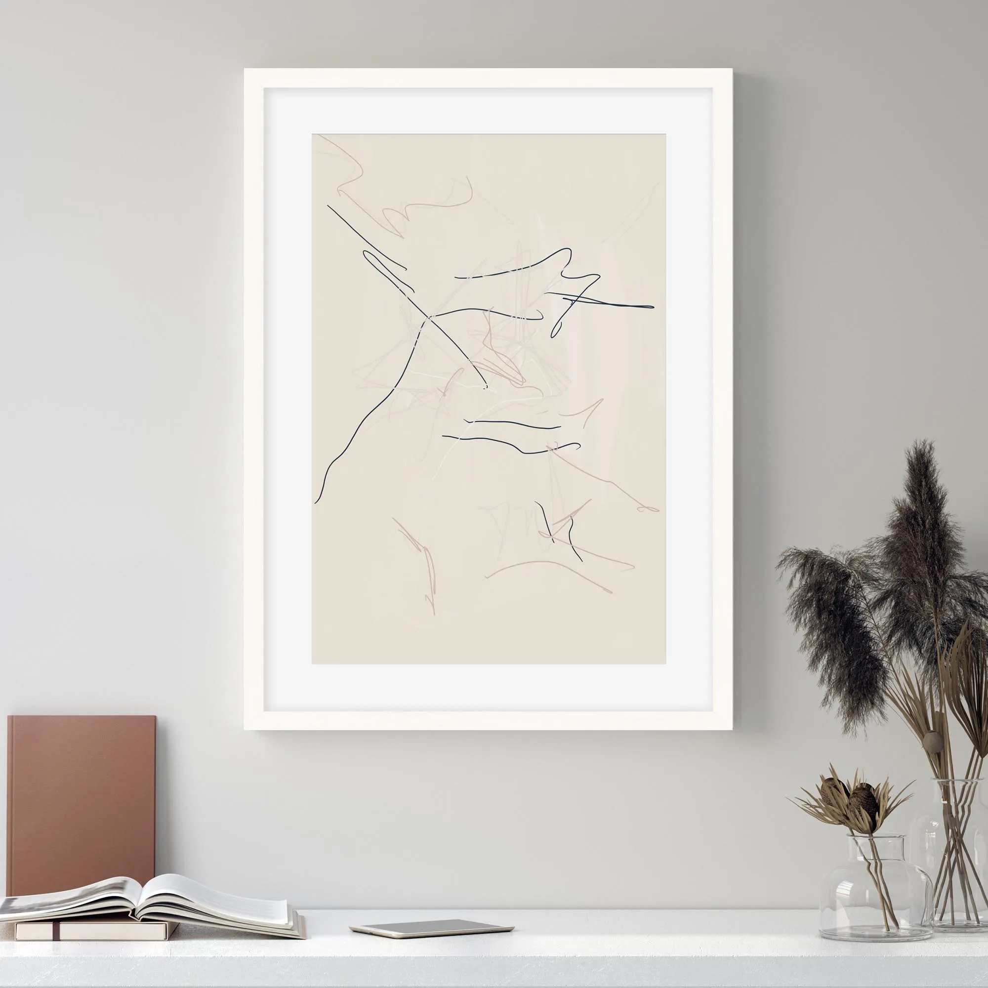 Abstract Line Drawing Framed Art