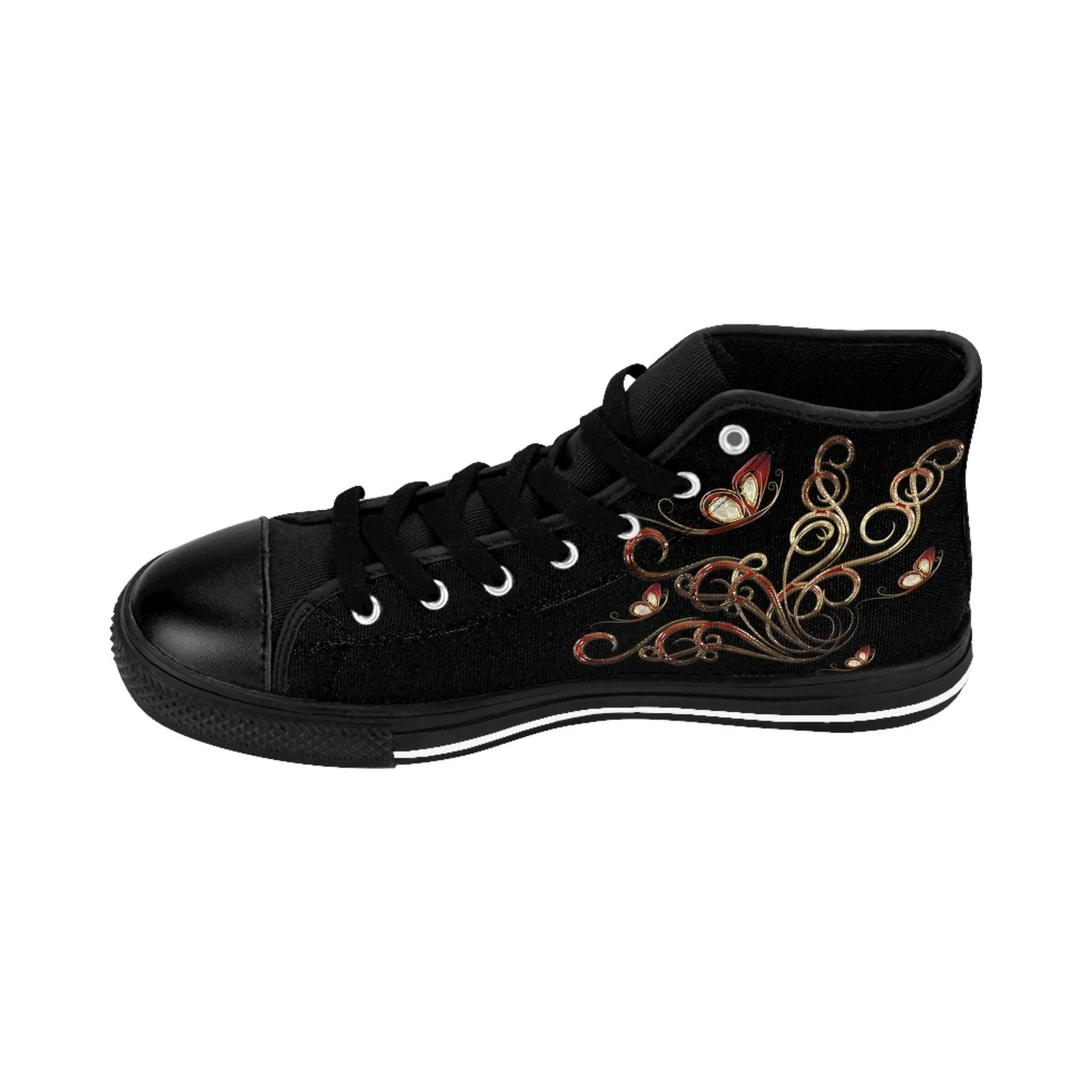 Black and Gold Women's Classic Sneakers- FORHERA DESIGN
