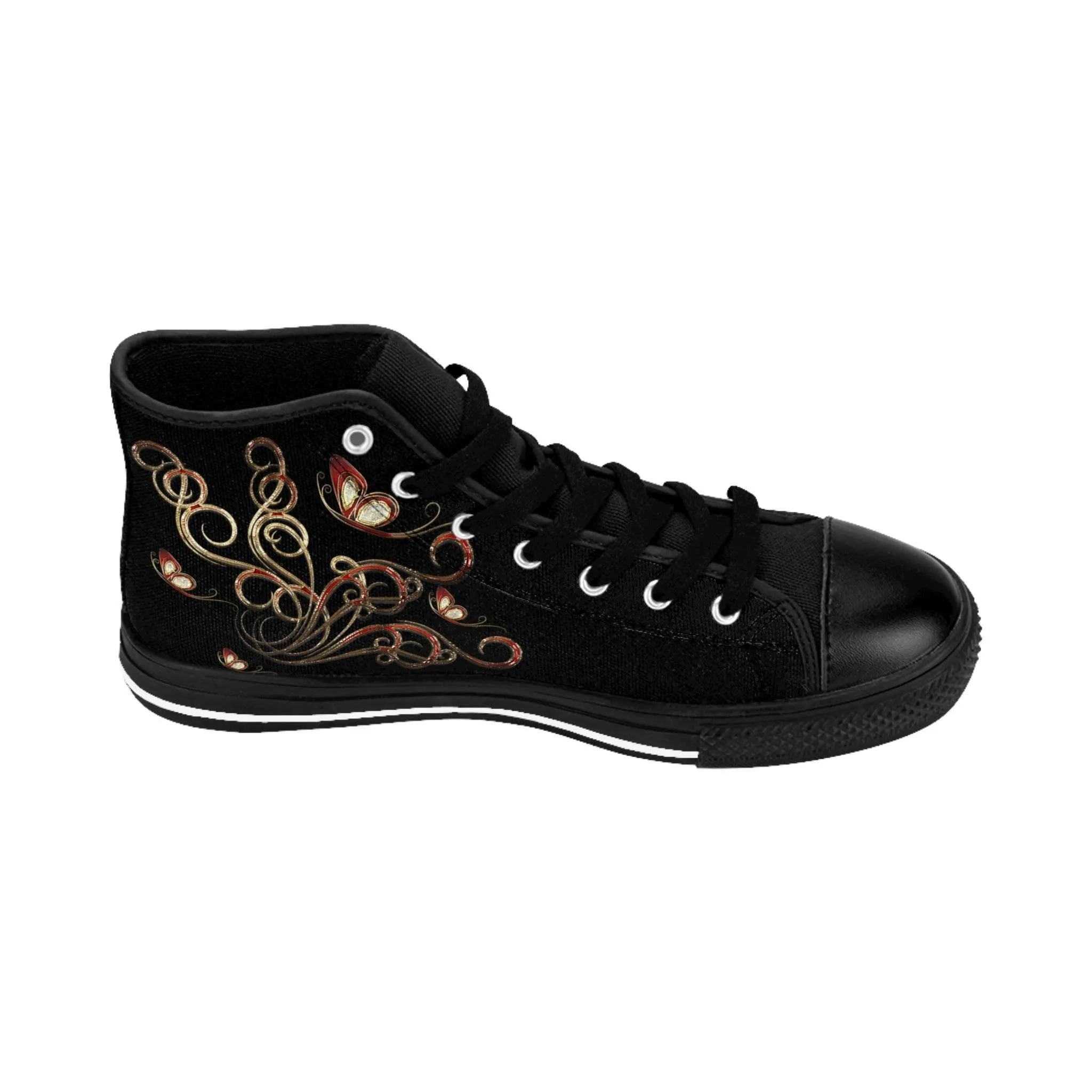 Black and Gold Women's Classic Sneakers- FORHERA DESIGN