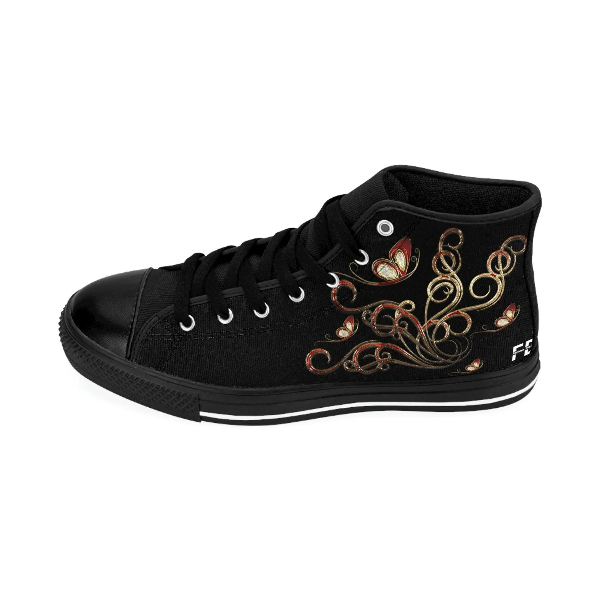 Black and Gold Women's Classic Sneakers- FORHERA DESIGN