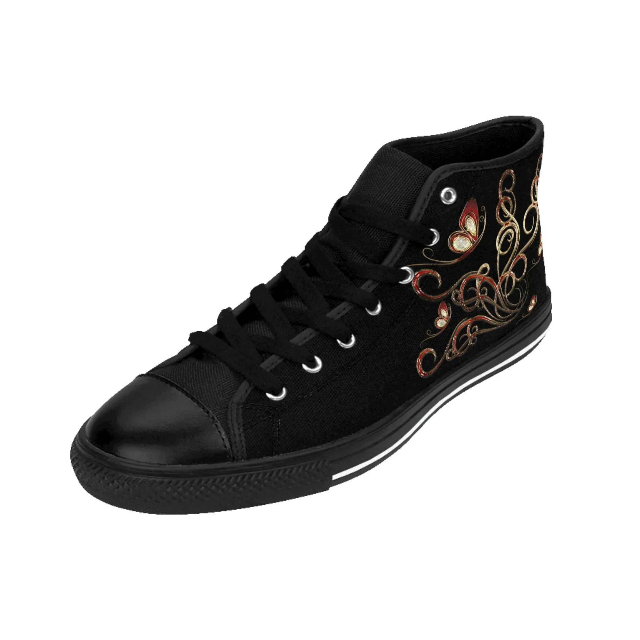 Black and Gold Women's Classic Sneakers- FORHERA DESIGN