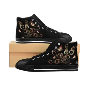 Black and Gold Women's Classic Sneakers- FORHERA DESIGN