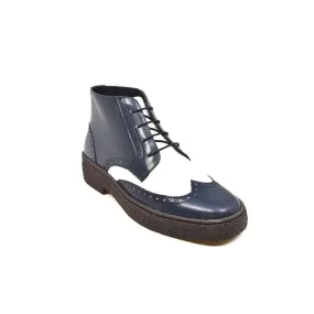 British Walkers Men's Wingtip Navy & White Leather