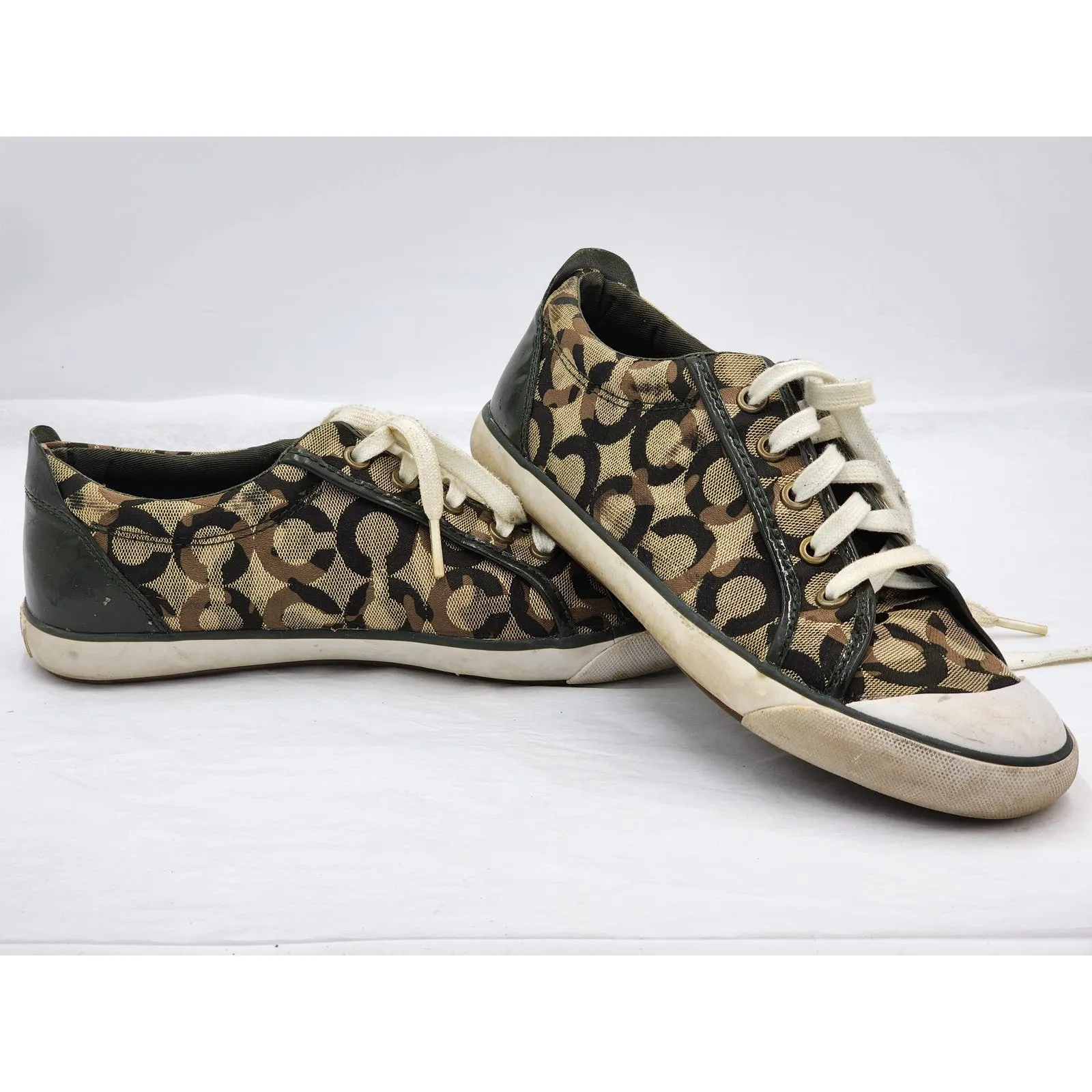 Coach Barrett Shoes Womens Size 8.5 Low Top Sneakers Lace Up Camo Tennis