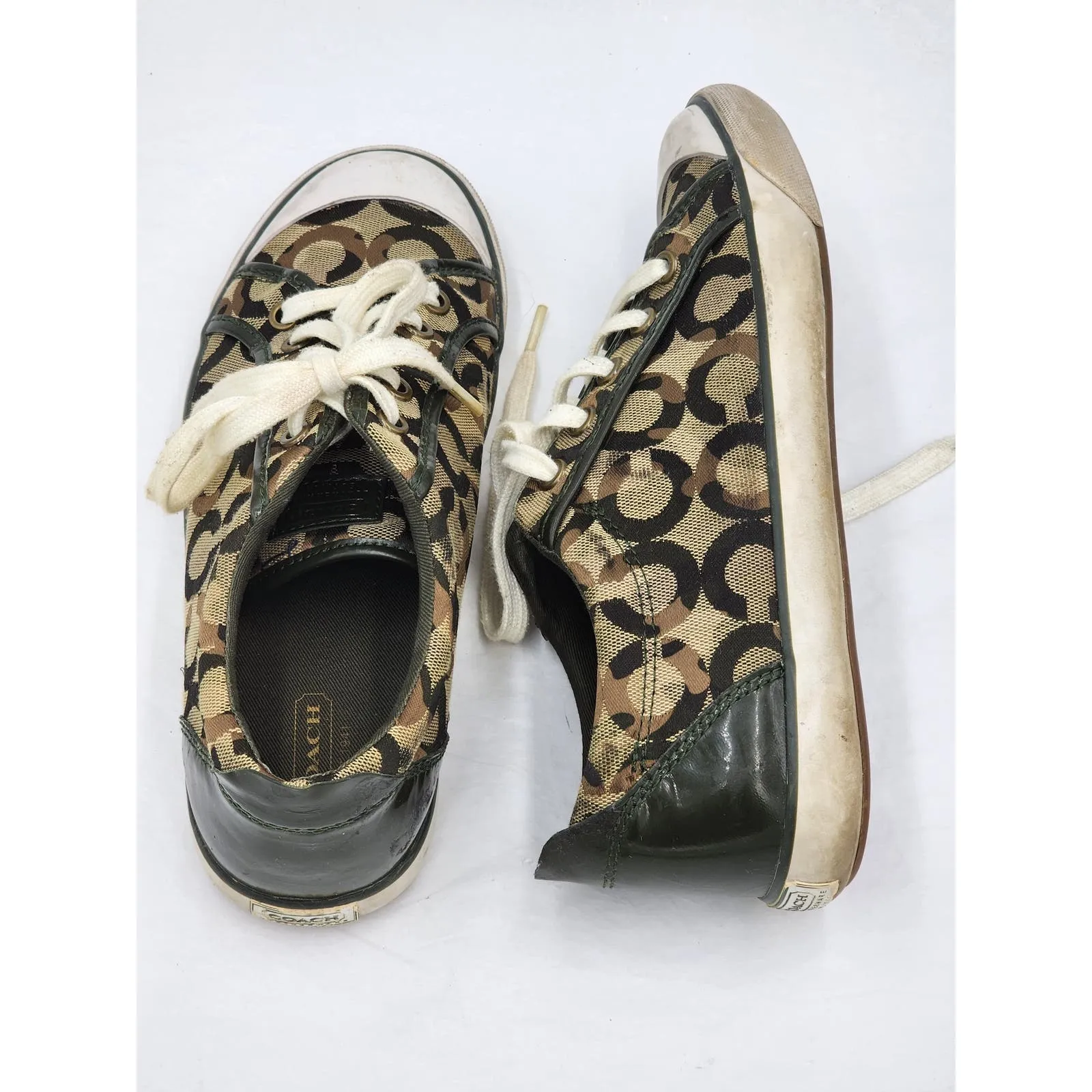 Coach Barrett Shoes Womens Size 8.5 Low Top Sneakers Lace Up Camo Tennis