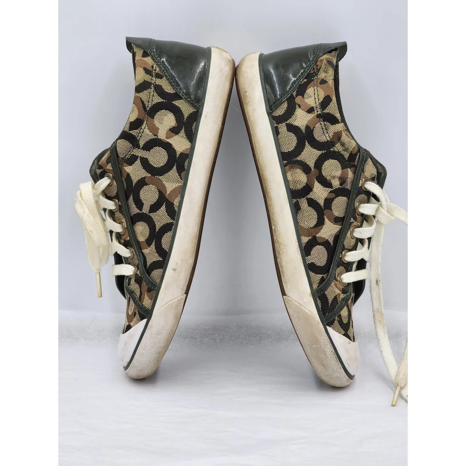 Coach Barrett Shoes Womens Size 8.5 Low Top Sneakers Lace Up Camo Tennis
