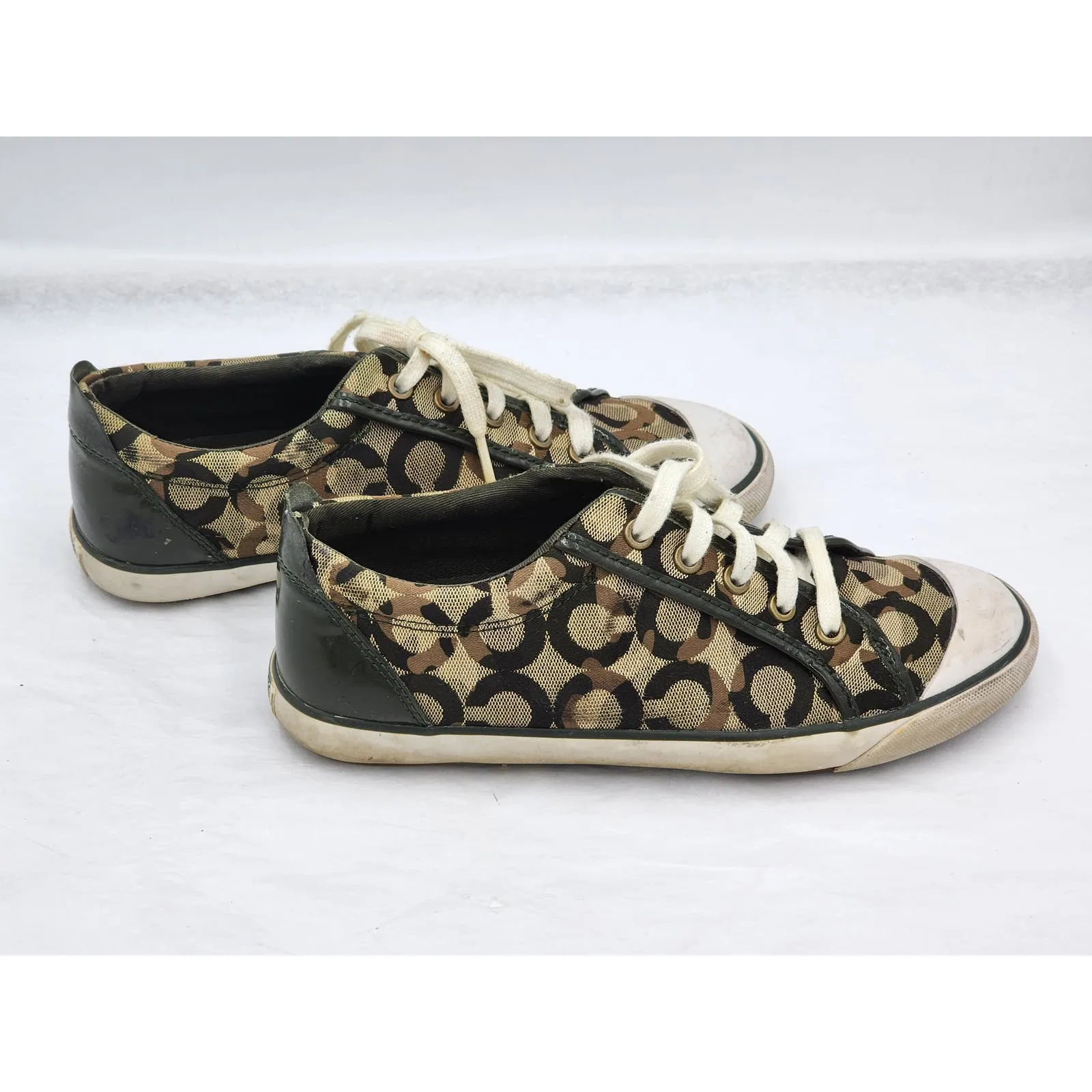 Coach Barrett Shoes Womens Size 8.5 Low Top Sneakers Lace Up Camo Tennis