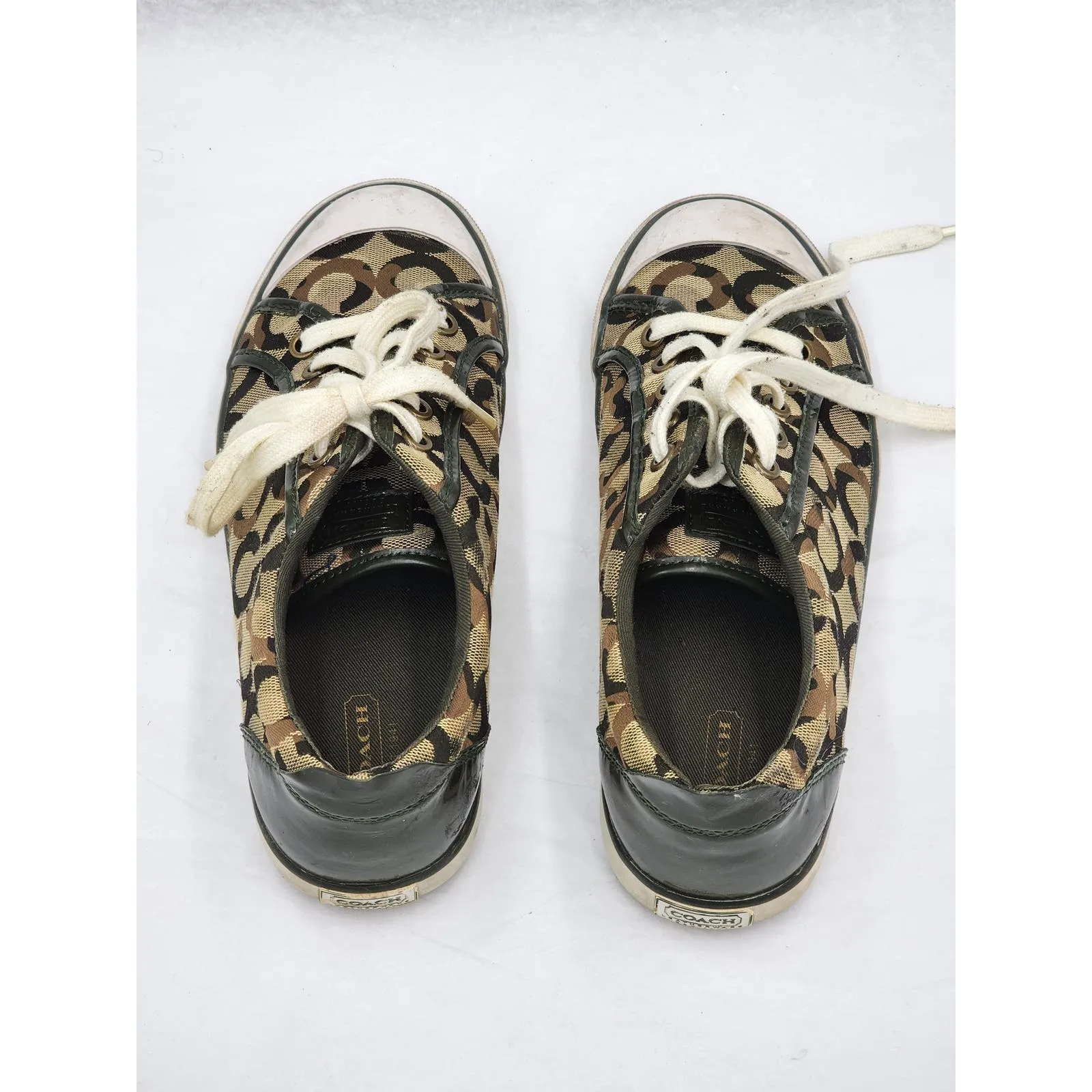 Coach Barrett Shoes Womens Size 8.5 Low Top Sneakers Lace Up Camo Tennis