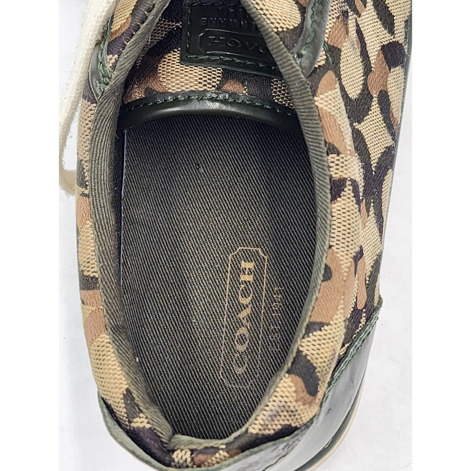 Coach Barrett Shoes Womens Size 8.5 Low Top Sneakers Lace Up Camo Tennis