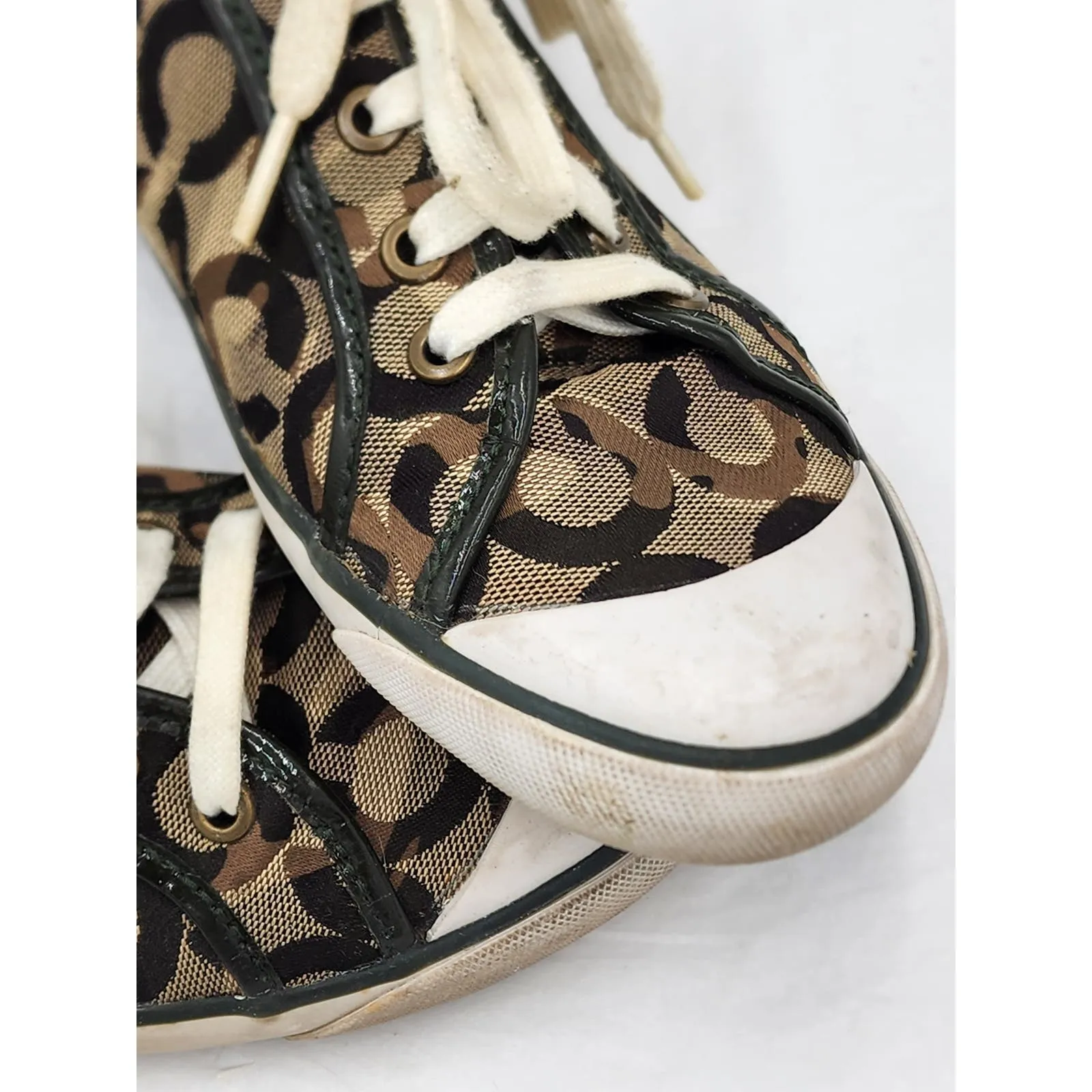 Coach Barrett Shoes Womens Size 8.5 Low Top Sneakers Lace Up Camo Tennis