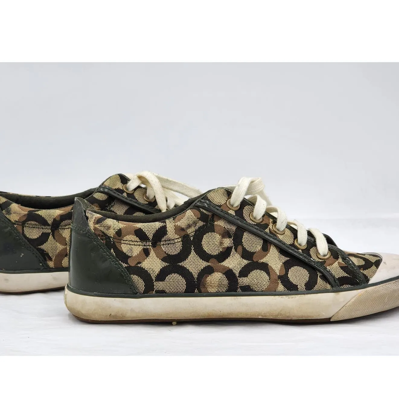 Coach Barrett Shoes Womens Size 8.5 Low Top Sneakers Lace Up Camo Tennis