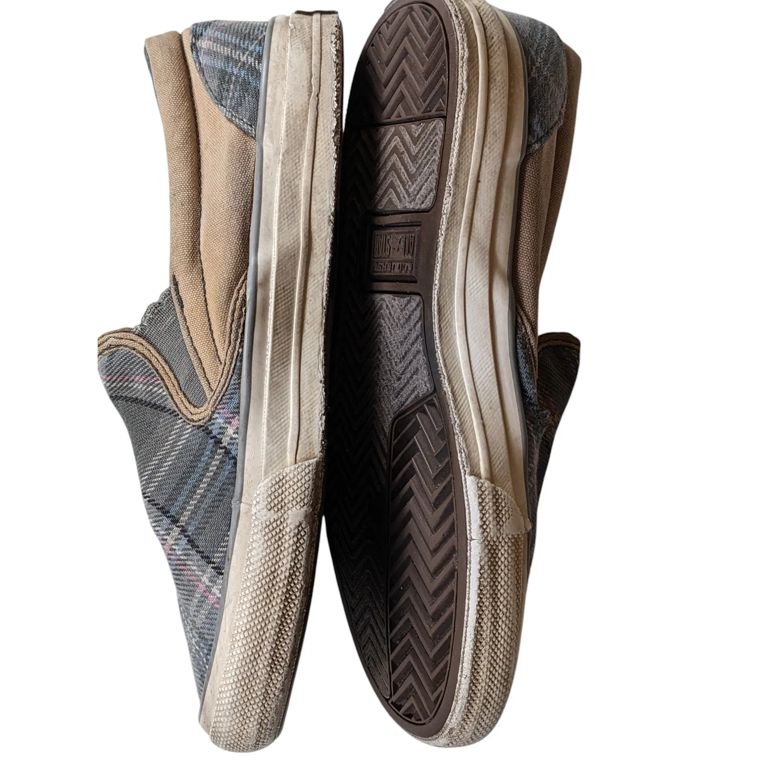 Converse All Star Plaid Slip On Shoes Mens 7 Womens 8.5 Canvas Sneakers Low Top