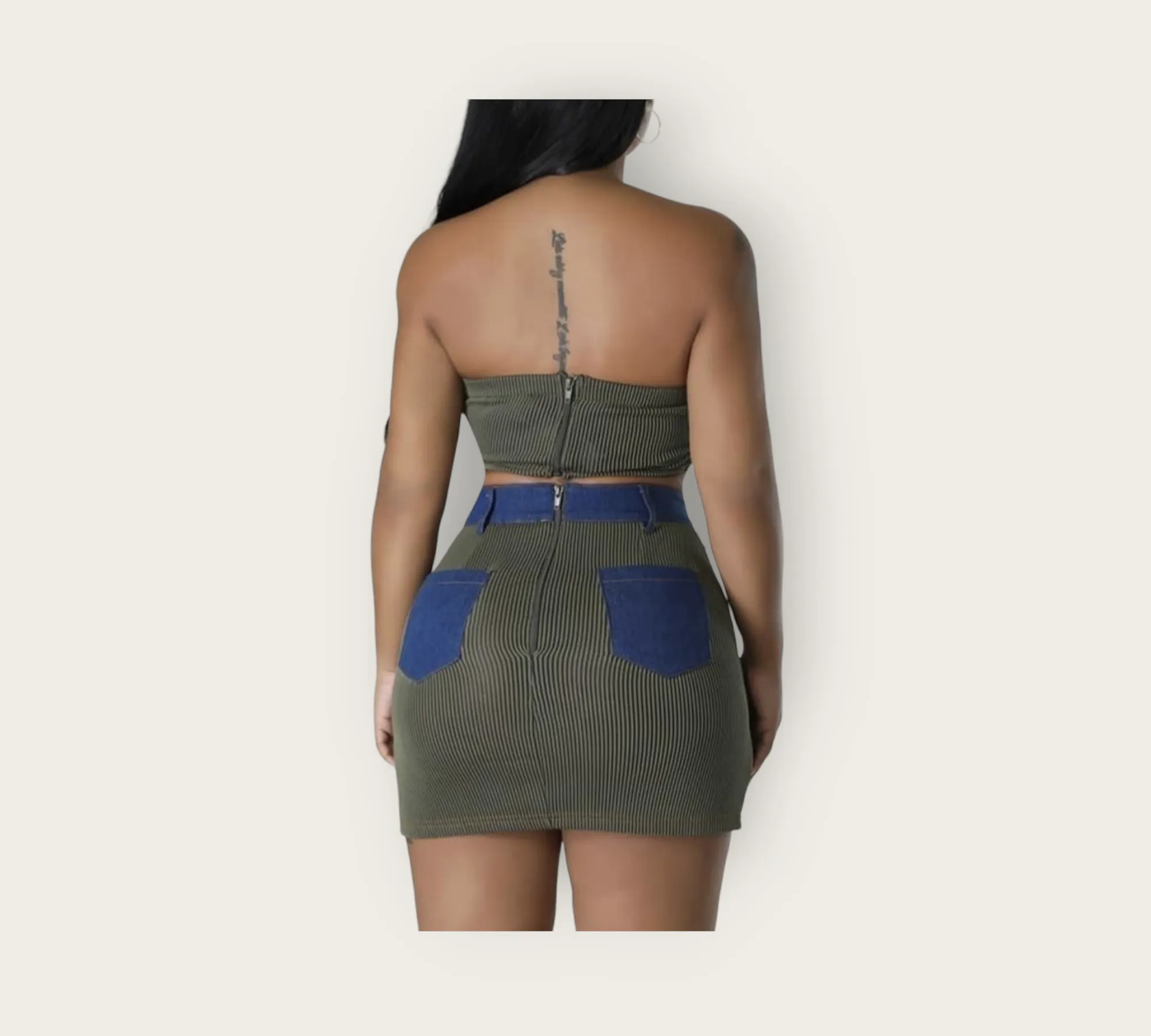 Denim Tube Top and Skirt Set