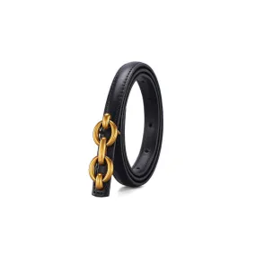 Double Buckle Thin Leather Belt