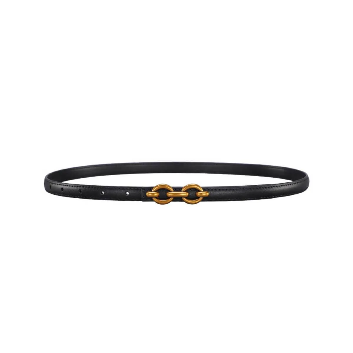 Double Buckle Thin Leather Belt