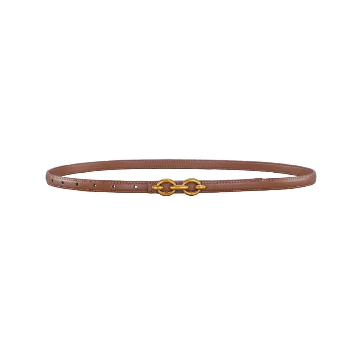 Double Buckle Thin Leather Belt