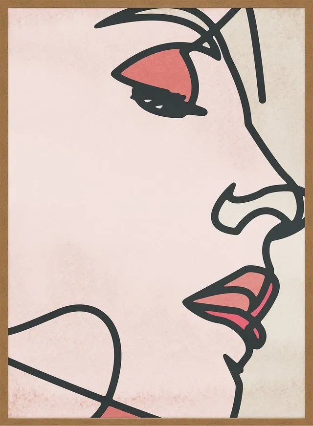 Face Close Up Line Art Watercolour Print