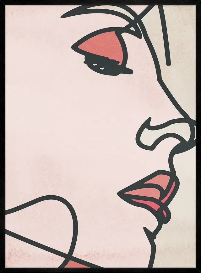 Face Close Up Line Art Watercolour Print