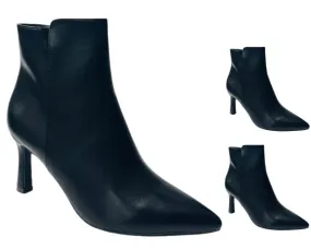 Faux Leather Stiletto Heel Zip Ankle Boots