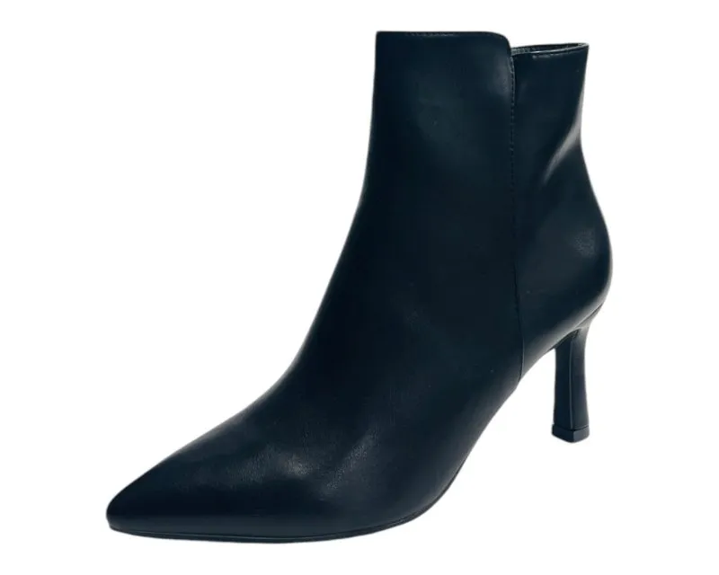Faux Leather Stiletto Heel Zip Ankle Boots