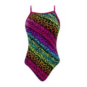Finals Girls' Jungle Mania Funnies Wing Back Swimsuit