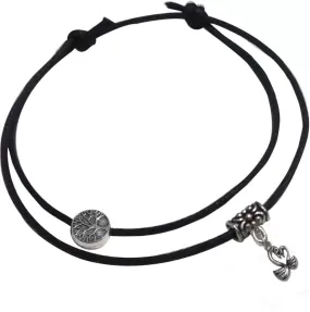 Gurjari Jewellers Two Layer Black Thread Anklet with LOVE BIRD Hanging Cotton Dori Anklet