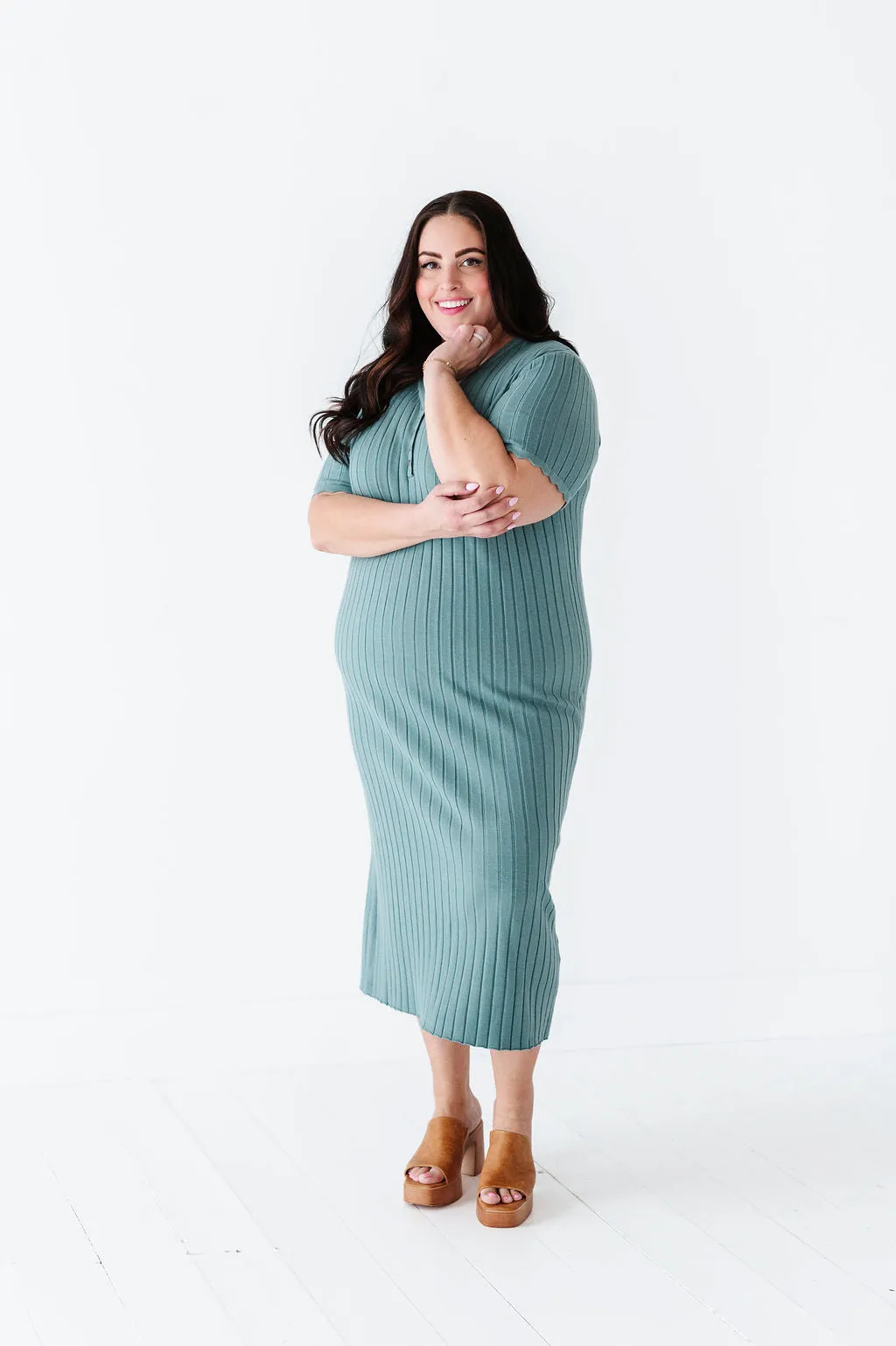 Harper Short Sleeve Dress in Seafoam
