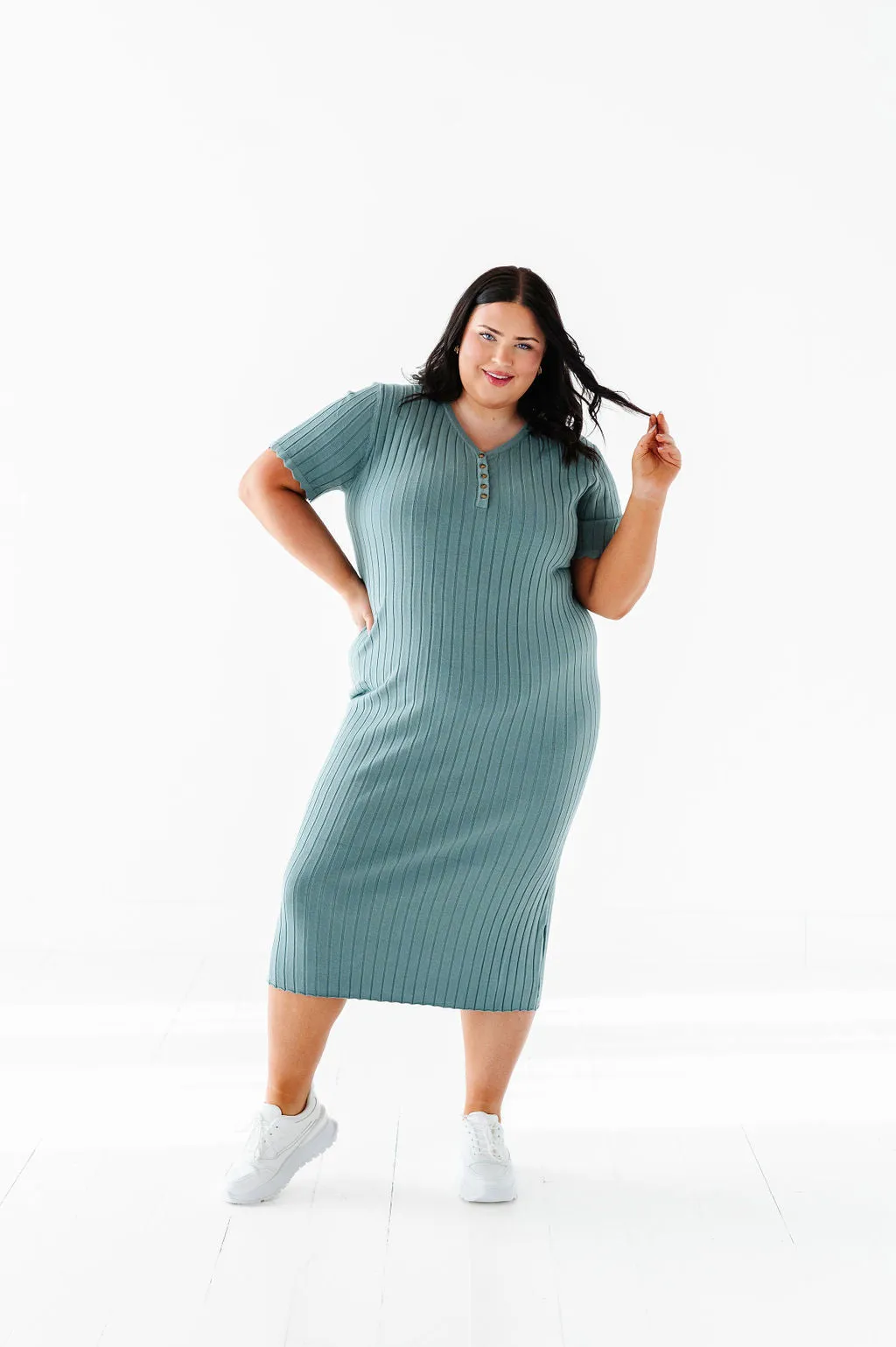 Harper Short Sleeve Dress in Seafoam
