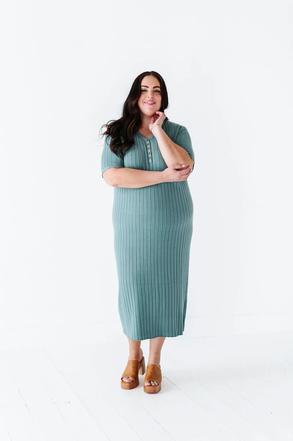 Harper Short Sleeve Dress in Seafoam