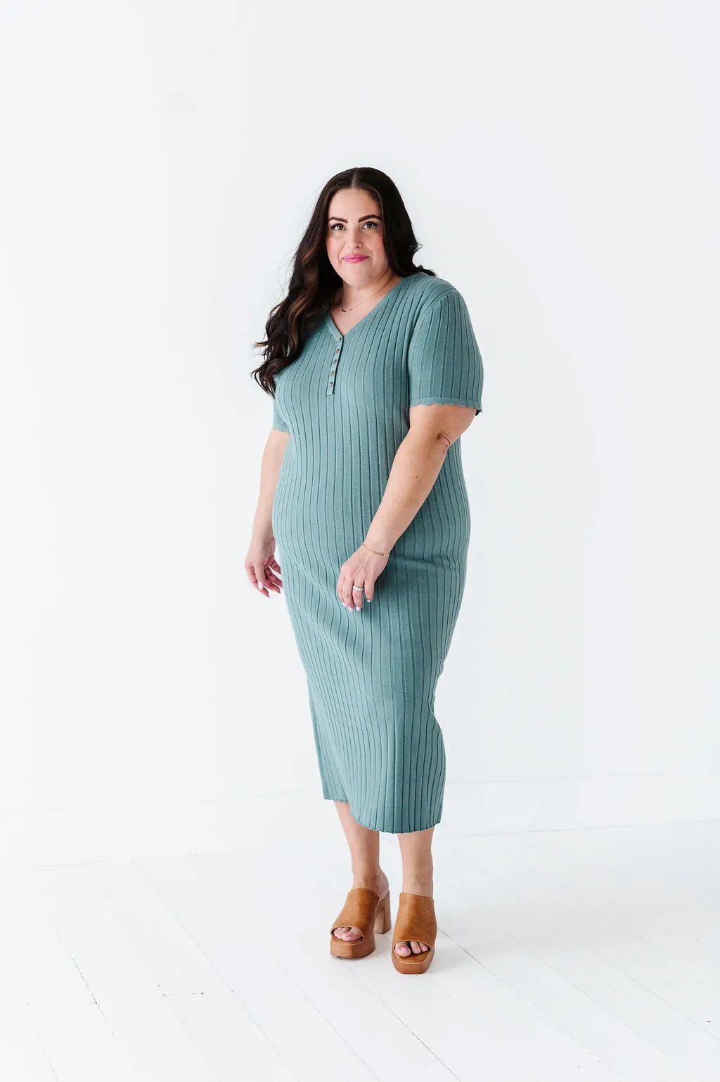 Harper Short Sleeve Dress in Seafoam