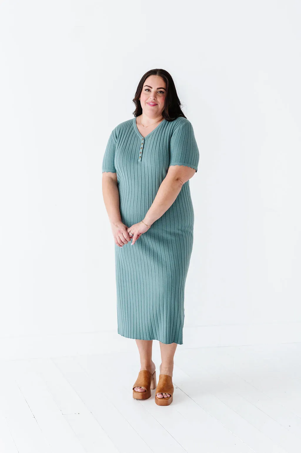 Harper Short Sleeve Dress in Seafoam