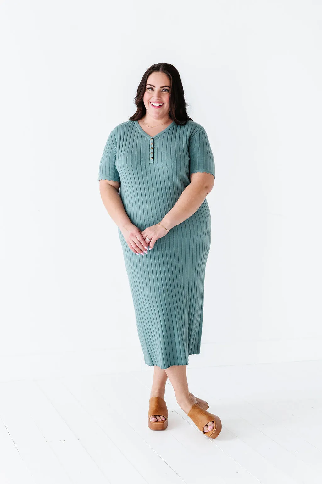 Harper Short Sleeve Dress in Seafoam