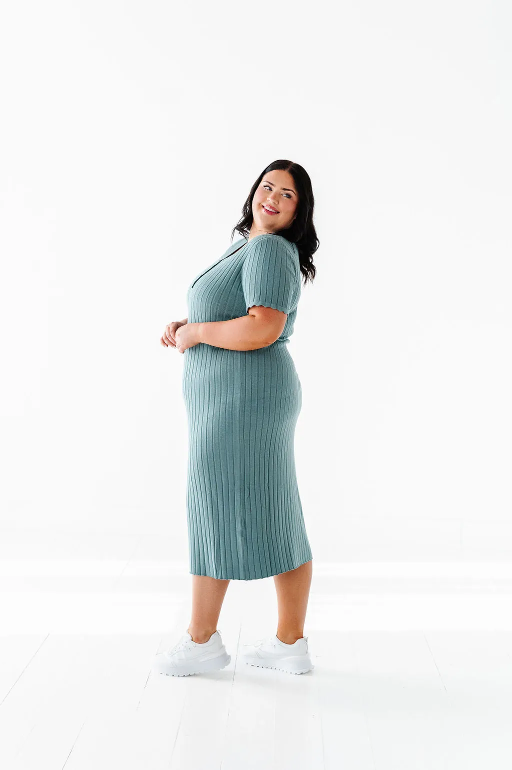 Harper Short Sleeve Dress in Seafoam