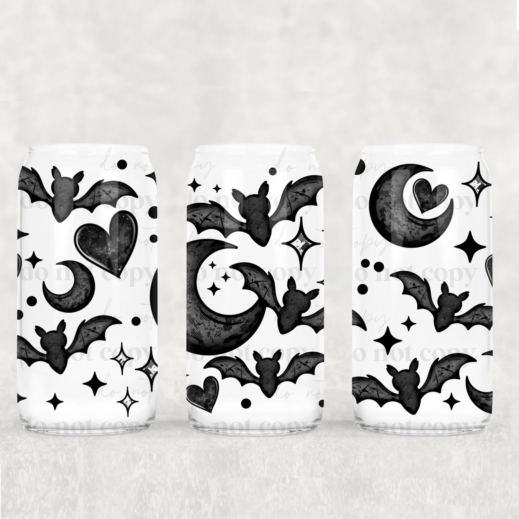 Libbey Can Wrap 16oz -  UV DTF Ink Transfers | Hearts Bats Moons