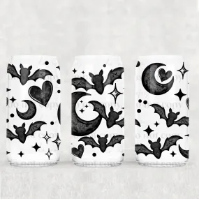 Libbey Can Wrap 16oz -  UV DTF Ink Transfers | Hearts Bats Moons