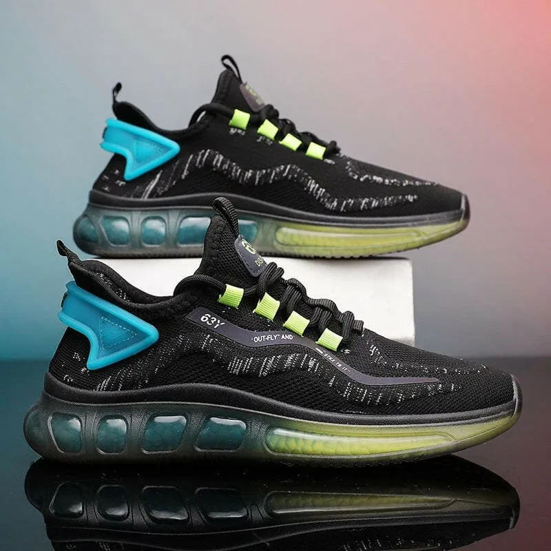 Modern Men’s Breathable Running Shoes with Jelly Sole in White and Teal