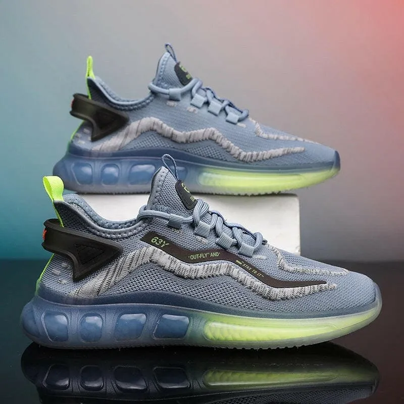 Modern Men’s Breathable Running Shoes with Jelly Sole in White and Teal