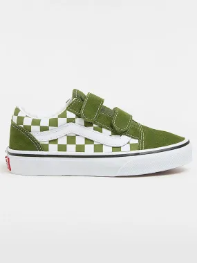 Old Skool V Color Theory Checkerboard Pesto Shoes (Kids)