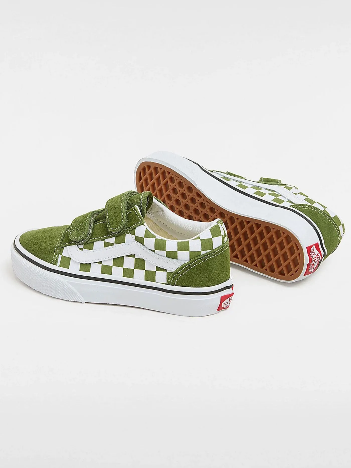 Old Skool V Color Theory Checkerboard Pesto Shoes (Kids)