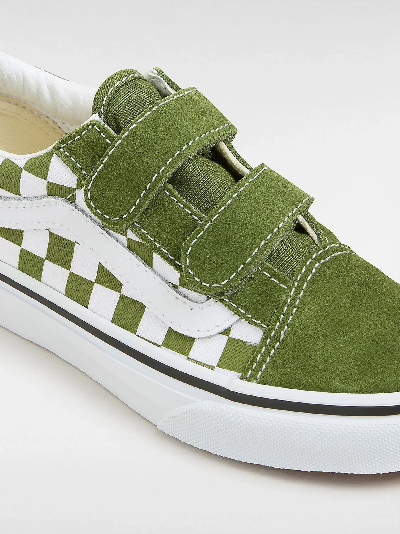 Old Skool V Color Theory Checkerboard Pesto Shoes (Kids)