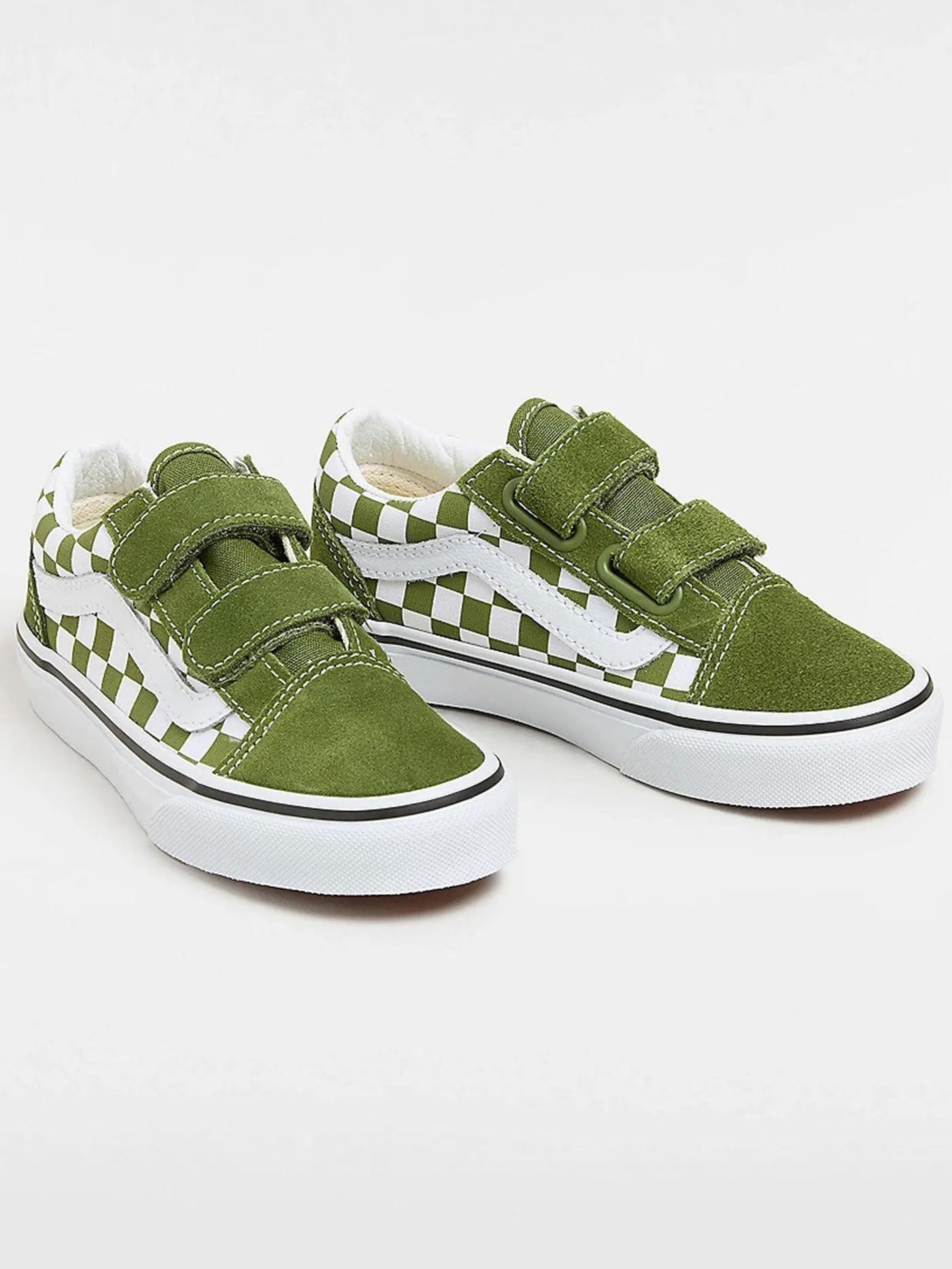 Old Skool V Color Theory Checkerboard Pesto Shoes (Kids)