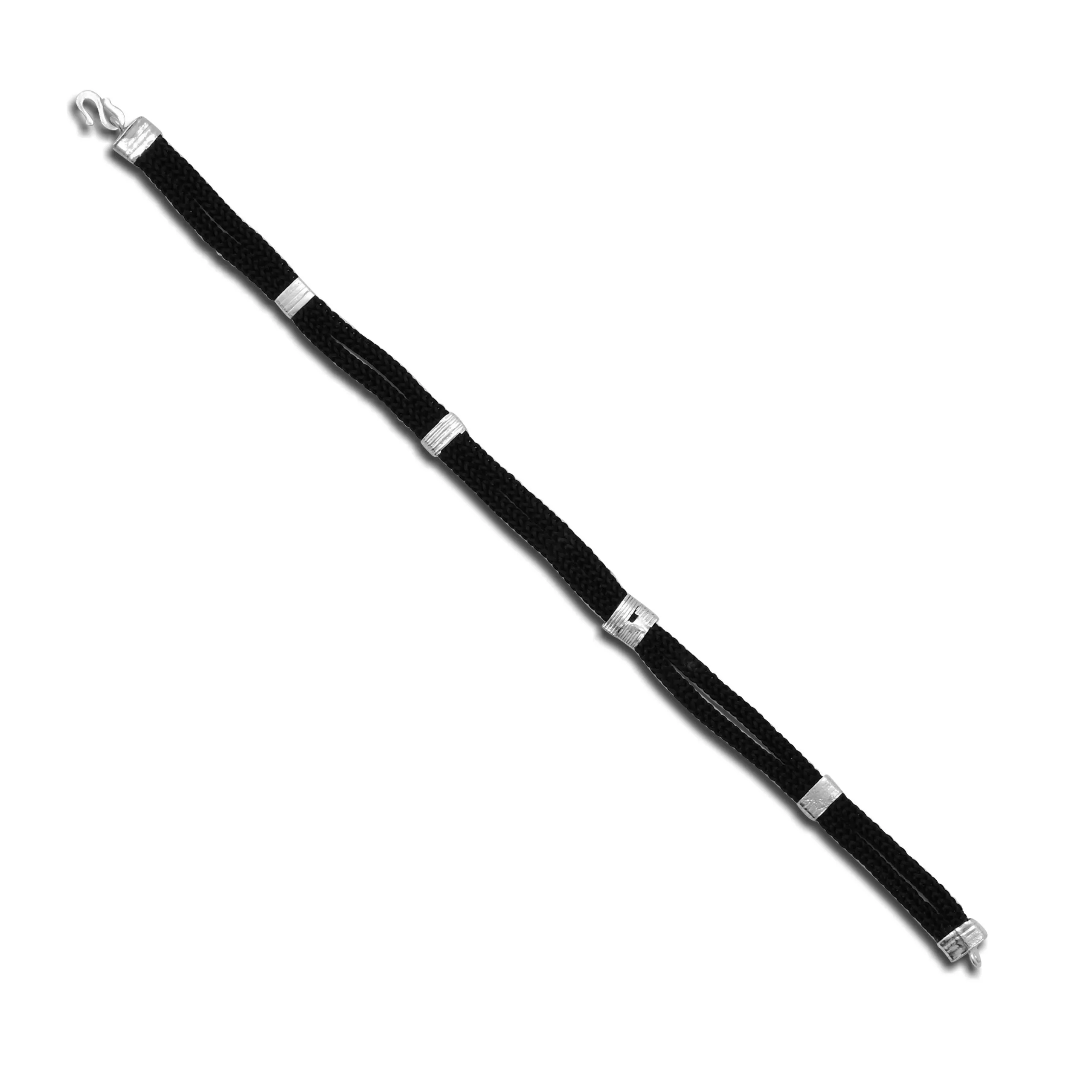 Silver Classy Black Thread Clipped Moli Bracelet for Boys