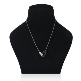 Sterling Silver Trendy Intersecting Rectangle Chain Pendant