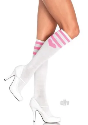 Sweetheart Athletic Knee Socks White - Comfortable and Stylish