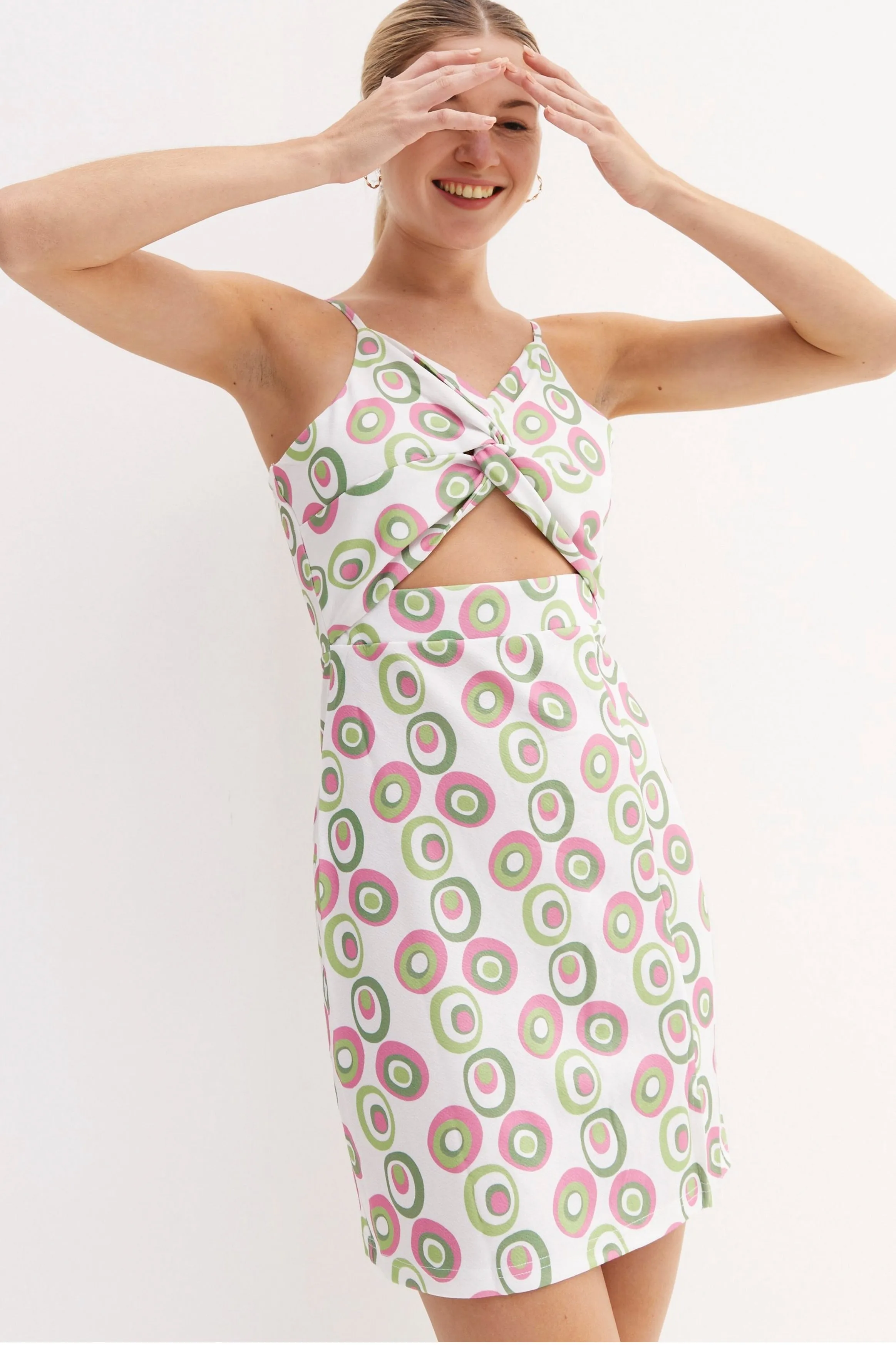 Twist Front Cut Out Mini Dress